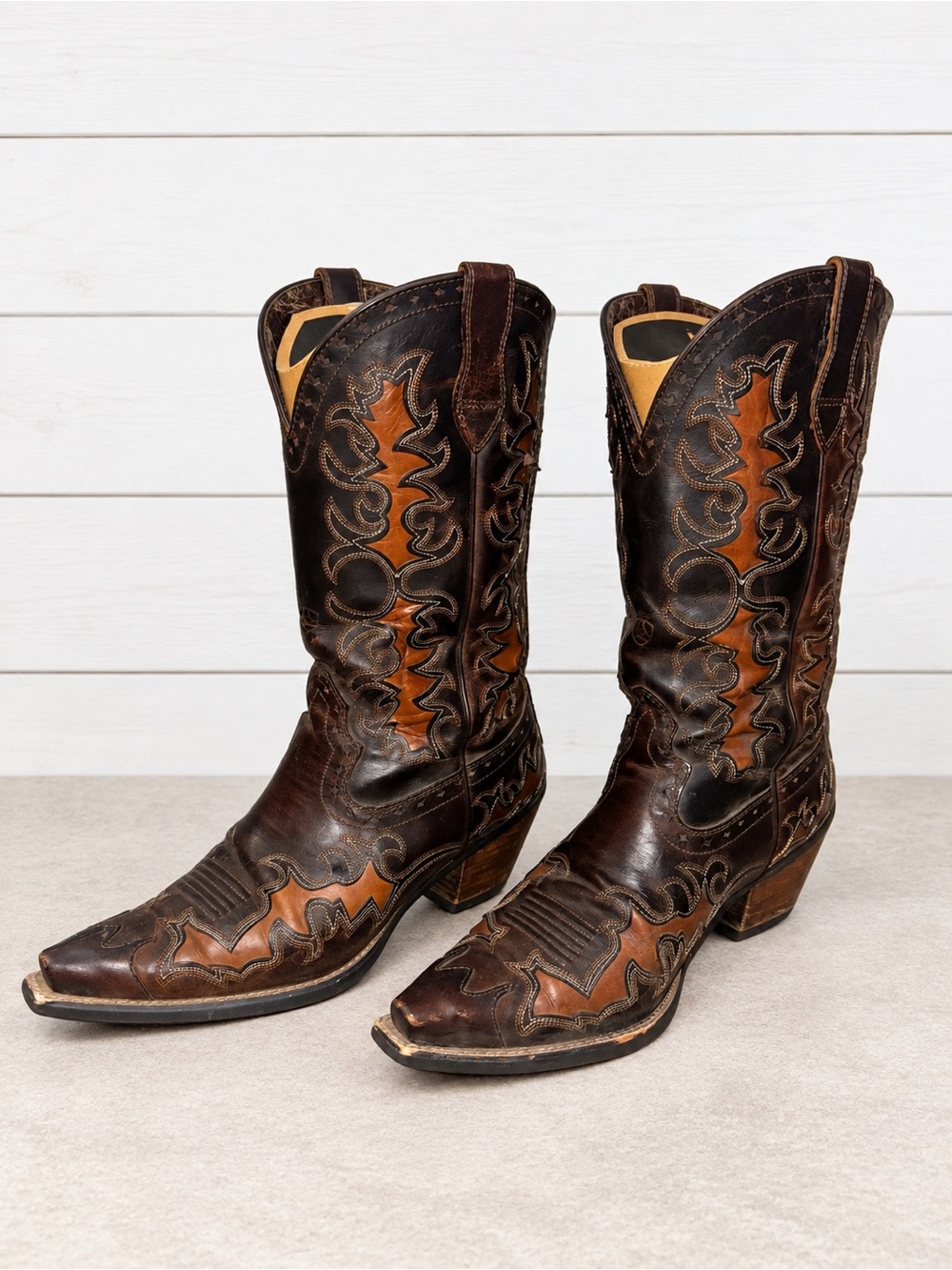 Ariat Dandy 10007964 Brown Leather Snip Toe Western Boots Women's 8.5